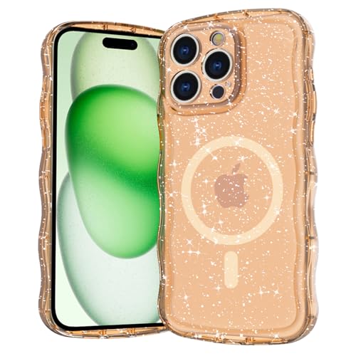 Casevita Magnetische Schutzhülle, kompatibel mit iPhone 15 Pro, niedlich, transparent, glitzernd, gewellt, Ganzkörperschutz, schlank, stoßfest, kabellose Ladegeräte für Frauen Casevita Magnetische Schutzhülle, kompatibel mit iPhone 15 Pro, niedlich, transparent, glitzernd, gewellt, Ganzkörperschutz, schlank, stoßfest, kabellose Ladegeräte für Frauen von Casevita