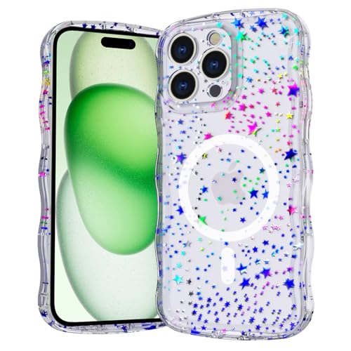 Casevita Magnetische Schutzhülle, kompatibel mit iPhone 15 Pro Max, niedlicher, transparenter Sternenmotiv, gewellter Rand, Ganzkörperschutz, schlank, stoßfest, kabellose Ladegeräte für Frauen Casevita Magnetische Schutzhülle, kompatibel mit iPhone 15 Pro Max, niedlicher, transparenter Sternenmotiv, gewellter Rand, Ganzkörperschutz, schlank, stoßfest, kabellose Ladegeräte für Frauen von Casevita