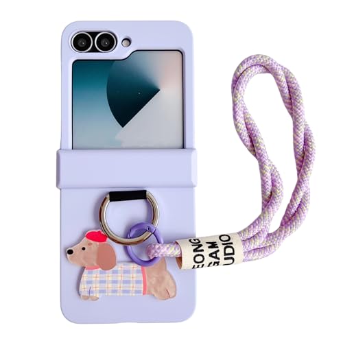 Casevita Niedliche Hülle Kompatibel mit Samsung Galaxy Z Flip 6 mit Ring Lanyard, Anime Design Lustiger Cartoon Scharnierschutz, Stoßfeste Schutzhülle für Z Flip 6 für Frau Lila Casevita Niedliche Hülle Kompatibel mit Samsung Galaxy Z Flip 6 mit Ring Lanyard, Anime Design Lustiger Cartoon Scharnierschutz, Stoßfeste Schutzhülle für Z Flip 6 für Frau Lila von Casevita