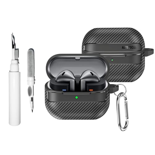 Casevita Schutzhülle aus Karbonfaser, kompatibel mit Samsung Galaxy Buds3 / Galaxy Buds3 Pro (2024), mit Reinigungsset und Schlüsselanhänger, militärische stoßfeste Schutzhülle für Damen und Herren von Casevita