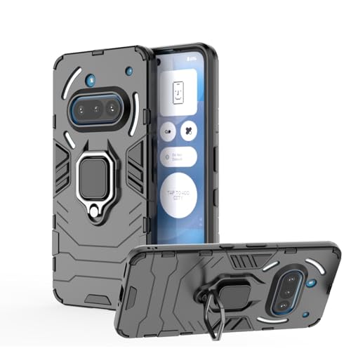 Casevita Schutzhülle für Nothing Phone (3a) 2025, mit Ringständer, militärische Qualität, Stoßdämpfung, robuste Schutzhülle für Nothing Phone3a für Damen und Herren, Schwarz von Casevita