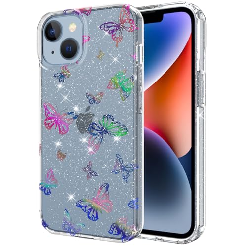 Casevita Transparente Schutzhülle, kompatibel mit iPhone 16 Plus, niedlicher Glitzer, Laserschmetterling, Ganzkörperschutz, schlank, stoßfest, kabellose Ladegeräte für Damen Casevita Transparente Schutzhülle, kompatibel mit iPhone 16 Plus, niedlicher Glitzer, Laserschmetterling, Ganzkörperschutz, schlank, stoßfest, kabellose Ladegeräte für Damen von Casevita