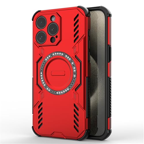 Magnetische Schutzhülle, kompatibel mit iPhone 16 Pro, Militärqualität, strapazierfähig, unterstützt kabelloses Laden, stoßfest, schlank, Schutzhülle für iPhone 16 Pro, für Mann und Frau, Rot von Casevita