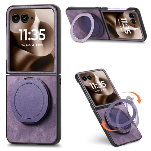 Magnetische Schutzhülle kompatibel mit Motorola Razr 60, mit Ringständer, weiches Leder, strapazierfähig, stoßfest, Schutzhülle, kompatibel mit Moto Razr 2025, für Mann und Frau, Lila Magnetische Schutzhülle kompatibel mit Motorola Razr 60, mit Ringständer, weiches Leder, strapazierfähig, stoßfest, Schutzhülle, kompatibel mit Moto Razr 2025, für Mann und Frau, Lila von Casevita