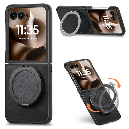 Magnetische Schutzhülle kompatibel mit Motorola Razr 60 Ultra mit Ringständer, weiches Leder, strapazierfähig, stoßfest, Schutzhülle, kompatibel mit Moto Razr 60 Ultra für Mann und Frau, Schwarz Magnetische Schutzhülle kompatibel mit Motorola Razr 60 Ultra mit Ringständer, weiches Leder, strapazierfähig, stoßfest, Schutzhülle, kompatibel mit Moto Razr 60 Ultra für Mann und Frau, Schwarz von Casevita
