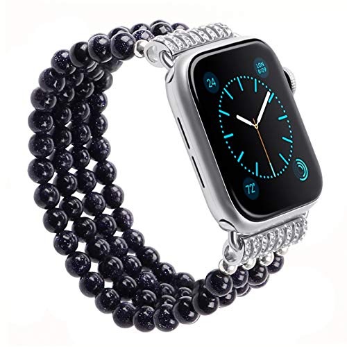 Casililor Blue Sand Energiearmband Heilsteine Ersatzarmband Kompatibel mit Apple Watch 38mm 40mm 42mm 44mm Armband für Apple Watch Series 6 Series 5 Series 4 Series 3/2 /1, SE von Casililor