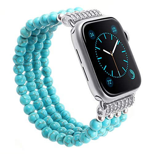 Casililor Chakra Türkis Energiearmband Ersatzarmband Kompatibel mit Apple Watch 38mm 40mm 42mm 44mm Armband für Apple Watch Series 6 Series 5 Series 4 Series 3/2 /1, SE Charm Armband von Casililor