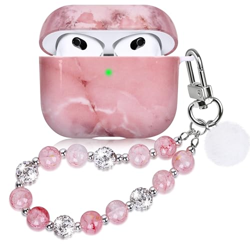 Hülle Kompatibel mit AirPods 3 Süßes Marmor Hülle für Airpods 3 mit Schlüsselanhänger Zweiteilige Schutzhülle für Mädchen Frauen Marble Rosa Hülle Kompatibel mit AirPods 3 Süßes Marmor Hülle für Airpods 3 mit Schlüsselanhänger Zweiteilige Schutzhülle für Mädchen Frauen Marble Rosa von Casililor
