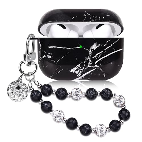 Hülle Kompatibel mit AirPods Pro 2019 Front LED Sichtbar Süßes Marmor Hülle mit Schlüsselanhänger Zweiteilige Schutzhülle für Mädchen Frauen Marble Schwarz Hülle Kompatibel mit AirPods Pro 2019 Front LED Sichtbar Süßes Marmor Hülle mit Schlüsselanhänger Zweiteilige Schutzhülle für Mädchen Frauen Marble Schwarz von Casililor