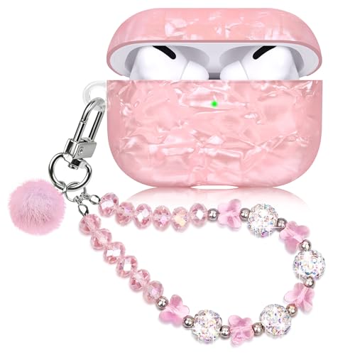 Hülle Kompatibel mit AirPods Pro 2019 Front LED Sichtbar Hülle mit Schlüsselanhänger Zweiteilige Schutzhülle für Mädchen unterstützt Kabellos Laden Rosa Schmetterling Hülle Kompatibel mit AirPods Pro 2019 Front LED Sichtbar Hülle mit Schlüsselanhänger Zweiteilige Schutzhülle für Mädchen unterstützt Kabellos Laden Rosa Schmetterling von Casililor