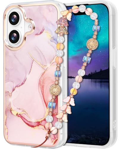 Kompatibel mit iPhone 16 Hülle 6,1" 2024 Schutzhülle Glitzer Marmor Handyhülle 16 Case mit Handy Perlen Schlüsselband für Frauen und Mädchen Bling Glitter Rosa Marble Kompatibel mit iPhone 16 Hülle 6,1" 2024 Schutzhülle Glitzer Marmor Handyhülle 16 Case mit Handy Perlen Schlüsselband für Frauen und Mädchen Bling Glitter Rosa Marble von Casililor