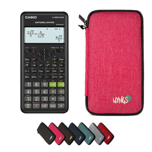 Casio fx-82ES Plus 2nd Edition inklusive Schutztasche von WYNGS in Pink - Basic Set (Englisch) von Casio
