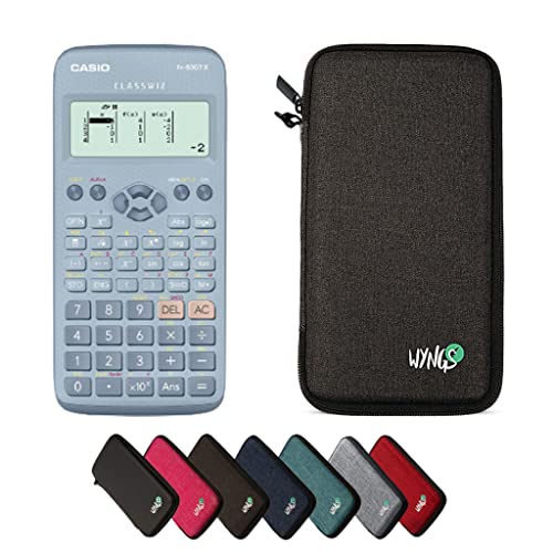 Casio fx-83GT X Blau inklusive Schutztasche von WYNGS in Dunkelgrau - Basic Set (Englisch) von Casio