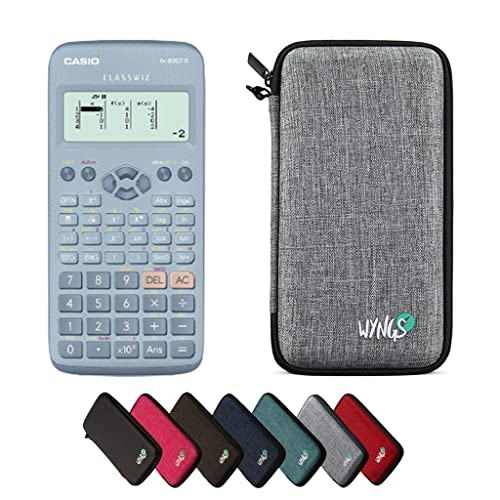 Casio fx-83GT X Blau inklusive Schutztasche von WYNGS in Hellgrau - Basic Set (Englisch) von Casio