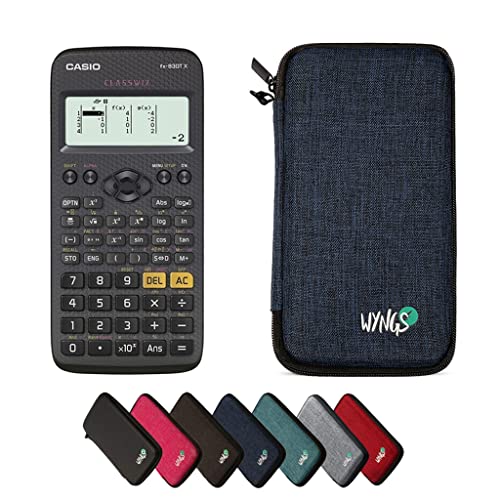 Casio fx-83GT X Schwarz inklusive Schutztasche von WYNGS in Blau - Basic Set (Englisch) von Casio