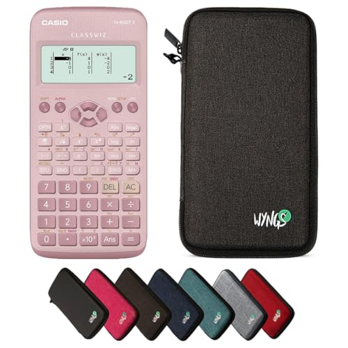 Casio fx-83GT X Pink inklusive Schutztasche von WYNGS in Dunkelgrau - Basic Set (Englisch) von Casio
