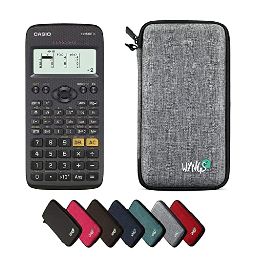 Casio fx-83GT X Schwarz inklusive Schutztasche von WYNGS in Hellgrau - Basic Set (Englisch) von Casio