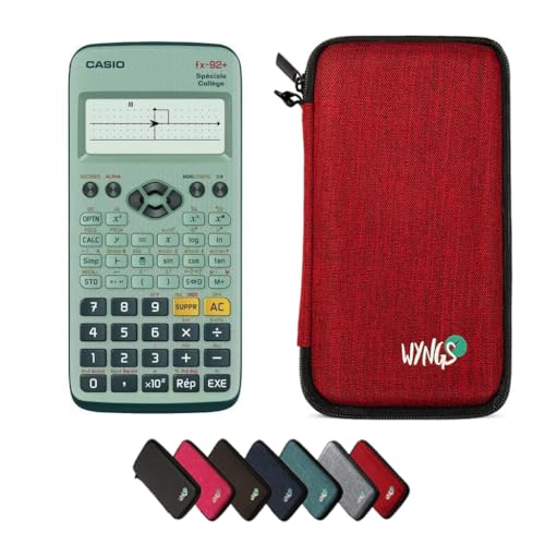 CALCUSO Sparpaket: Casio FX-92 Speciale Collège technisch-wissenschaftlicher Taschenrechner + WYNGS Schutztasche rot + Erweiterte Garantie von CALCUSO von Casio