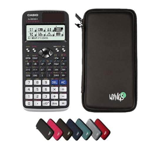 Casio fx-991DE X Classwiz wissenschaftlicher Taschenrechner inklusive Schutztasche von WYNGS in Schwarz - Basic Set von Casio