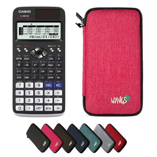 CALCUSO Sparpaket: Casio FX-991EX (Englisches Modell) + WYNGS Schutztasche pink + Erweiterte Garantie von CALCUSO von Casio