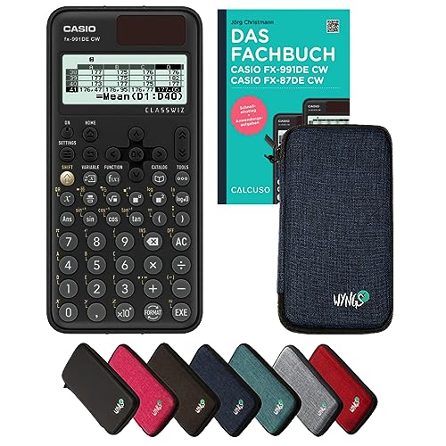 CALCUSO Standardpaket: Casio FX-991DE CW + WYNGS Schutztasche blau + Fachbuch + Erweiterte Garantie von CALCUSO von Casio