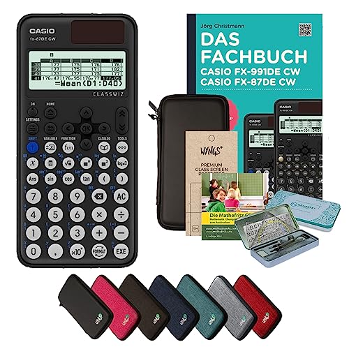 CALCUSO Streberpaket: Casio FX-87DE CW + WYNGS Schutztasche schwarz + Displayschutzfolie + Fachbuch + Lern-CD + Geometrieset + Erweiterte Garantie von CALCUSO von Casio