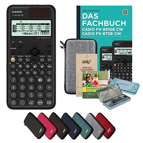 CALCUSO Streberpaket: Casio FX-991DE CW + WYNGS Schutztasche hellgrau + Displayschutzfolie + Fachbuch + Lern-CD + Geometrieset + Erweiterte Garantie von CALCUSO von Casio