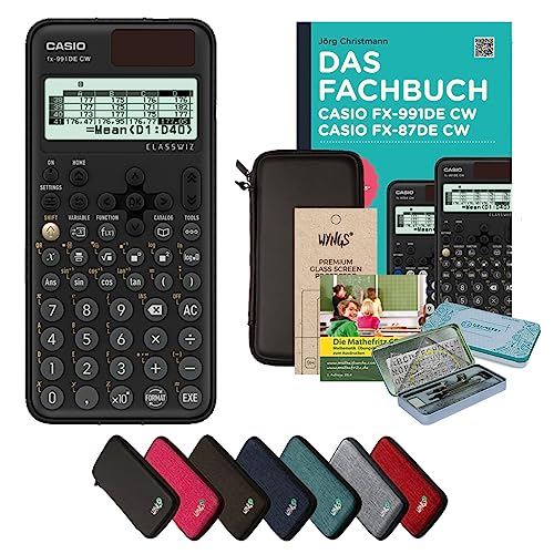 CALCUSO Streberpaket: Casio FX-991DE CW + WYNGS Schutztasche schwarz + Displayschutzfolie + Fachbuch + Lern-CD + Geometrieset + Erweiterte Garantie von CALCUSO von Casio