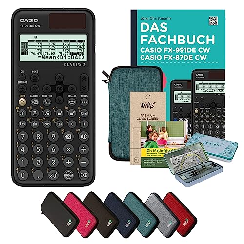 CALCUSO Streberpaket: Casio FX-991DE CW + WYNGS Schutztasche türkis + Displayschutzfolie + Fachbuch + Lern-CD + Geometrieset + Erweiterte Garantie von CALCUSO von Casio