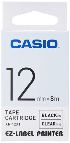 CASIO EZ-Label Printer XR-12X1 Schriftband selbsthaftend 12 mm x 8,0 m schwarz auf transparent von Casio