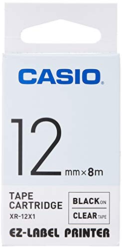 CASIO EZ-Label Printer XR-12X1 Schriftband selbsthaftend 12 mm x 8,0 m schwarz auf transparent von Casio