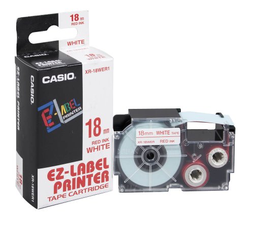 CASIO EZ-Label Printer XR-18WER1 Schriftband selbsthaftend 18 mm x 8,0 m rot auf weiß von Casio