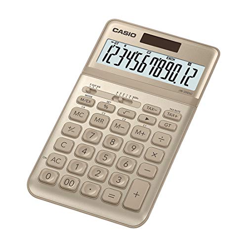 CASIO JW-200SC 12-Digit Calculator, Tax & Exchange, Dual Powe Professional Percentage Calculation (Gold) von Casio