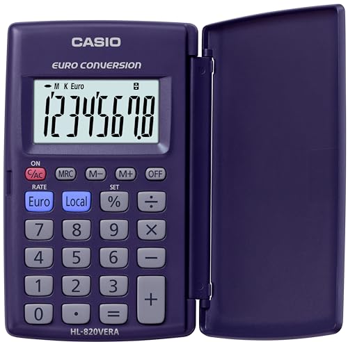 CASIO Taschenrechner HL-820VER, 8-stellig, mit Währungsumrechnung, Tausenderunterteilung, Schutzklappe von Casio