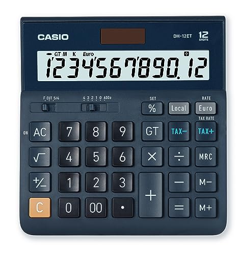 CASIO Tischrechner DH-12ET, 12-stellig, Steuerberechnung, Gesamtsummen-Speicher, Solar-/Batteriebetrieb von Casio