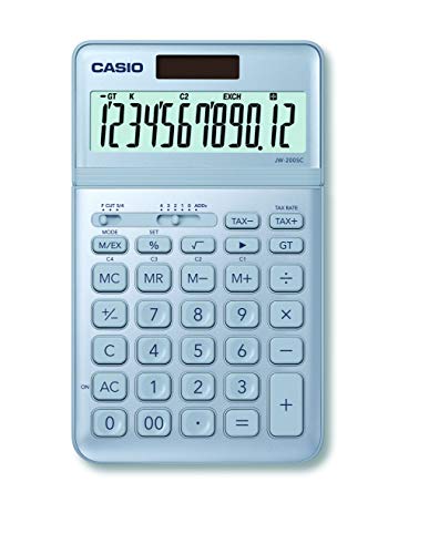CASIO Tischrechner JW-200SC, 12-stellig, in stylischen Farben, Steuerberechnung, Solar-/Batteriebetrieb, 1.1 x 10.9 x 18.4 cm von Casio