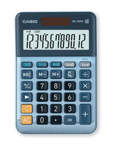 Casio Tischrechner MS-120EM 12-stellig Währungsumrechnung Cost/Sell/Margin Aluminiumfront Solar-/Batteriebetrieb Casio Tischrechner MS-120EM 12-stellig Währungsumrechnung Cost/Sell/Margin Aluminiumfront Solar-/Batteriebetrieb von Casio