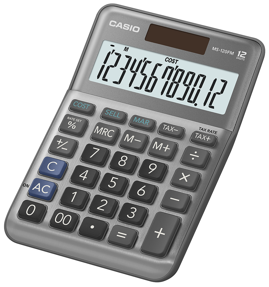 CASIO Tischrechner MS-120FM, 12-stellig, silber von Casio
