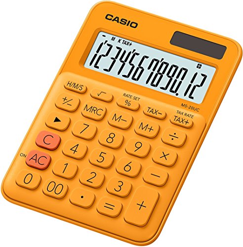CASIO Tischrechner MS-20UC-RG, 12-stellig, in Trendfarben, Steuerberechnung, Zeitumrechnung, Solar-/Batteriebetrieb, 2.3 x 10.5 x 14.95 cm von Casio