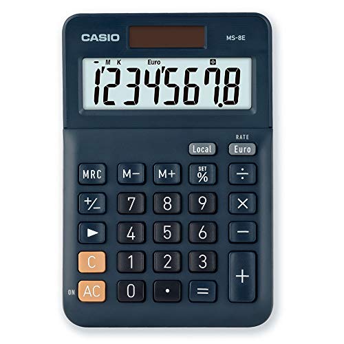 CASIO Tischrechner MS-8E, 8-stellig, Währungsumrechnung, Gummifüße, Schnellkorrekturtaste, Solar-/Batteriebetrieb von Casio