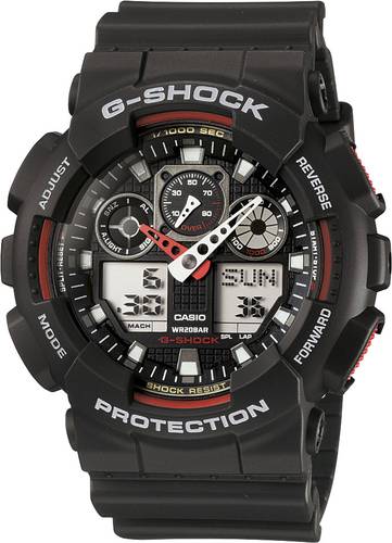 Casio Armbanduhr GA-100-1A4ER (B x H) 51.20mm x 55mm Schwarz, Rot Gehäusematerial=Kunstharz Materia von Casio