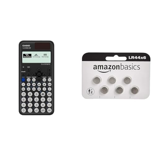 Casio FX-810DE CW ClassWiz technisch-wissenschaftlicher Rechner & Amazon Basics – LR44 Alkaline-Knopfzelle, 6 stück von Casio