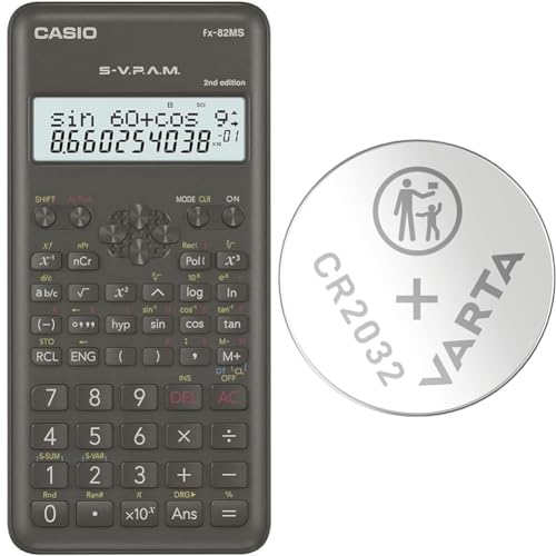 Casio FX-82MS-2 Wissenschaftlicher Taschenrechner & VARTA Batterien Knopfzellen CR2032 von Casio