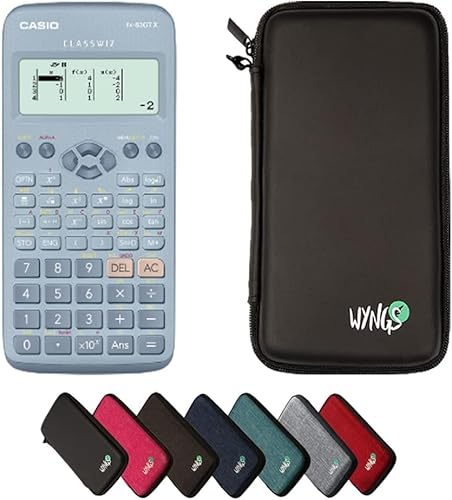 Casio fx-83GT X Blau inklusive Schutztasche von WYNGS in Schwarz - Basic Set (Englisch) von Casio