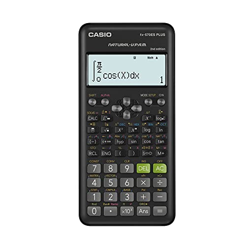 Casio Fx-570Es Plus 2 wissenschaftlicher Taschenrechner mit 417 Funktionen, Schwarz von Casio