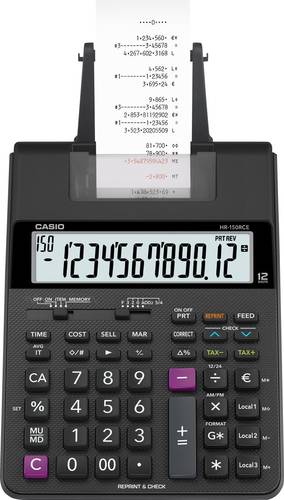 Casio HR-150 RCE Druckender Tischrechner Schwarz Display (Stellen): 12 batteriebetrieben, netzbetrie von Casio