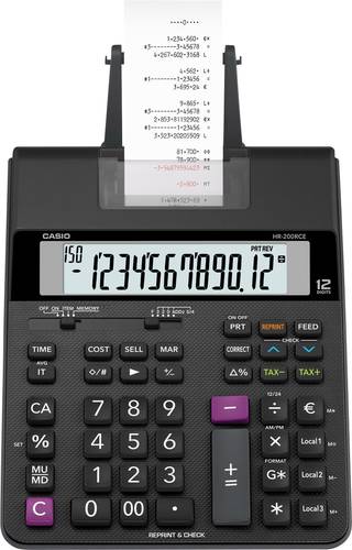 Casio HR-200 RCE Druckender Tischrechner Schwarz Display (Stellen): 12 batteriebetrieben, netzbetrie von Casio