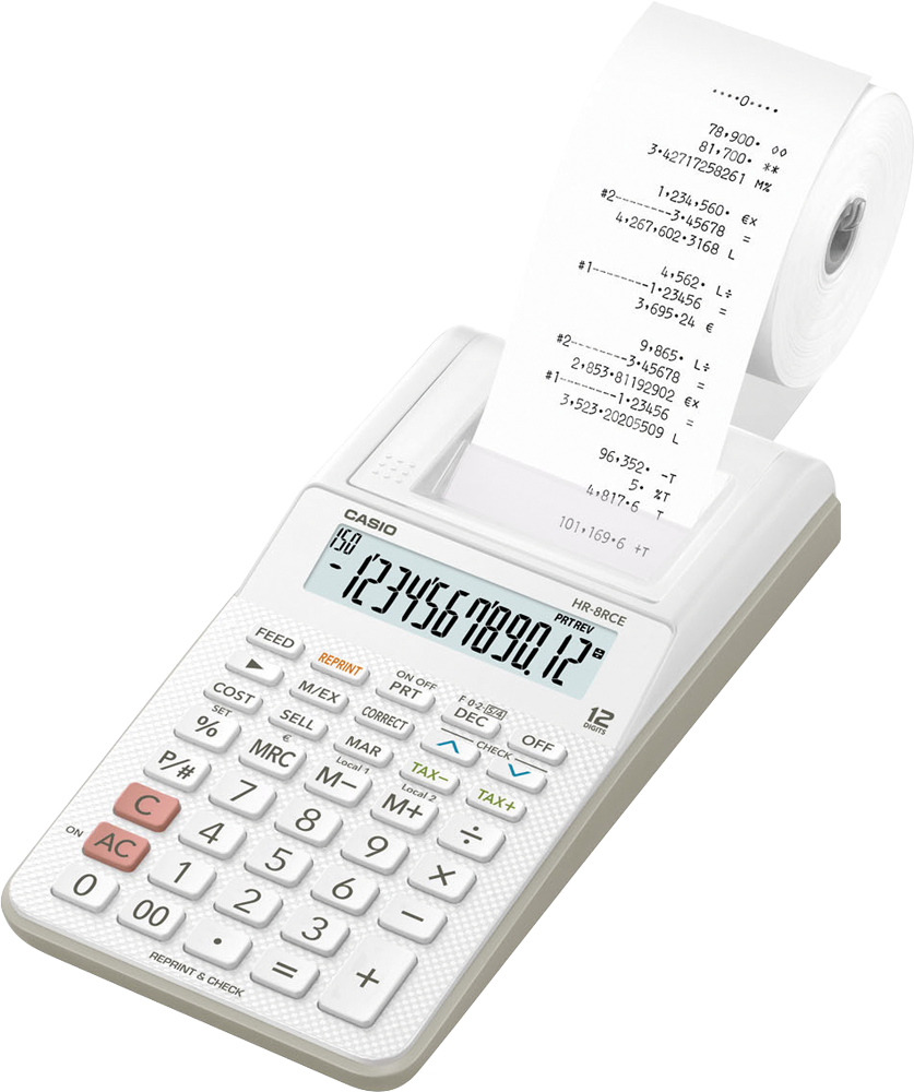 Casio HR-8RCE - Druckrechner - LCD (HR-8RCE-WE) von Casio