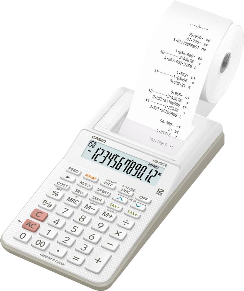 Casio HR-8RCE - Druckrechner - LCD (HR-8RCE-WE) von Casio