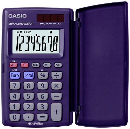 Casio HS-8VERA Taschenrechner Dunkelblau Display (Stellen): 8solarbetrieben, batteriebetrieben (B x von Casio